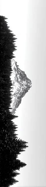 Free aesthetic bookmark featuring a sideways mountain and forest scene